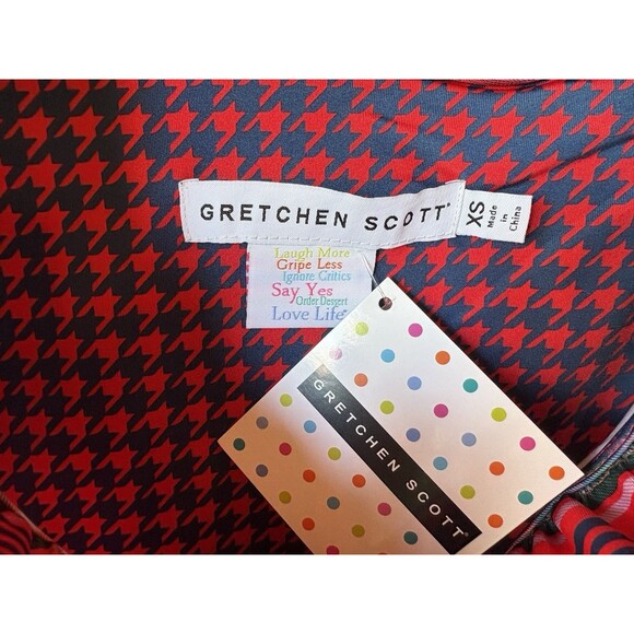 Gretchen Scott womens Red Middleton Plaid 3/4 Sleeve Ruffle Neck Dress size XS - Picture 4 of 5